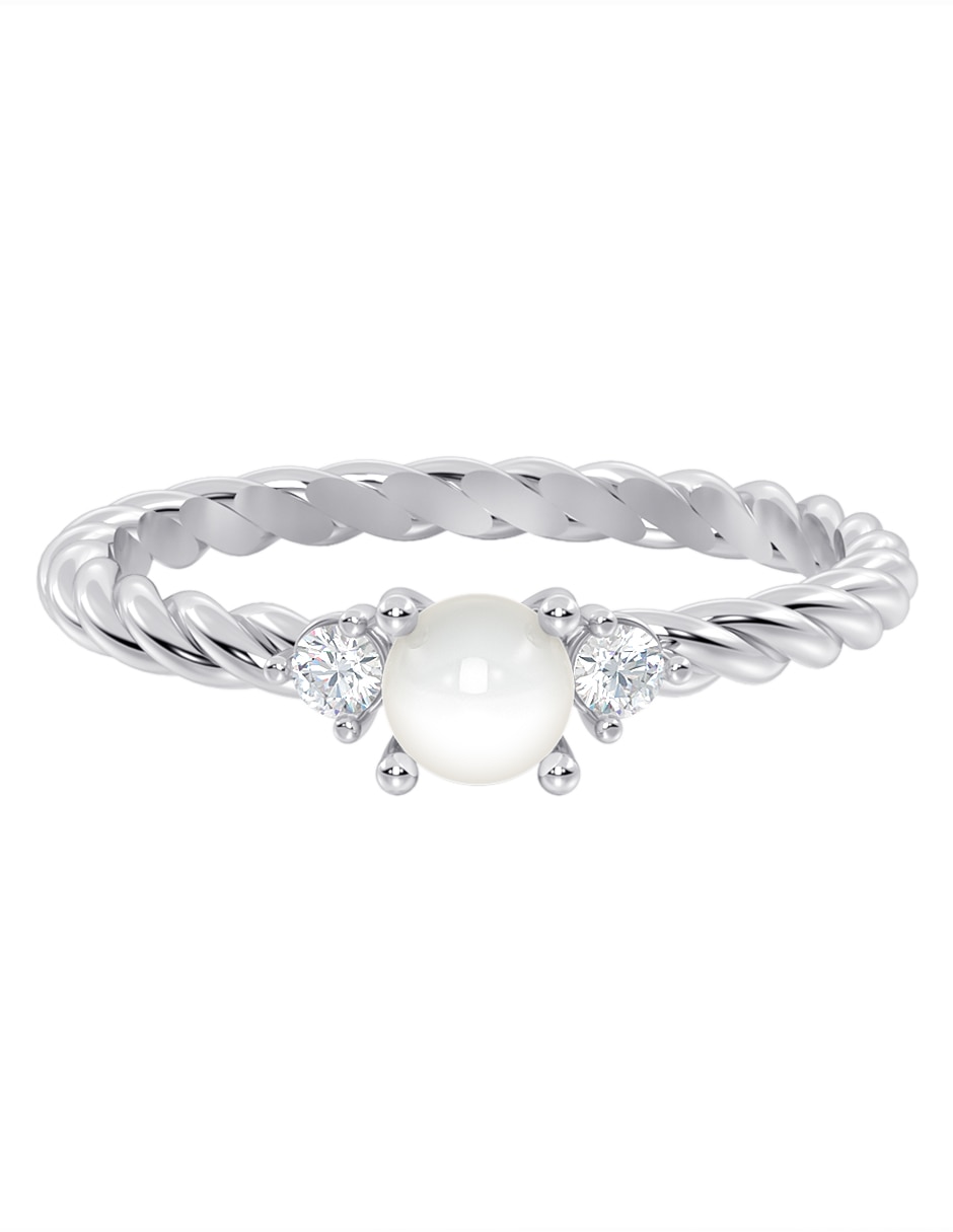 Anillo de compromiso de oro 14 K zirconia